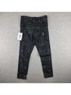 ZYIA Active Leggings Womens 8-10 Black Spotted Ankle Pockets Slim Activewear